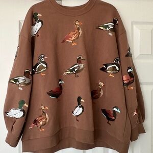 Brown Sweatshirt with Ducks